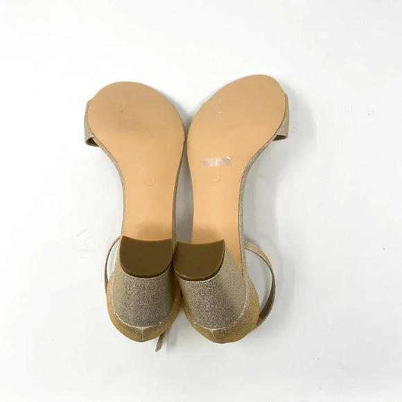 De Blossom Ankle Strap Low Heel Sparkle Wedding Event Shoe Gold Size 9 - Picture 7 of 8